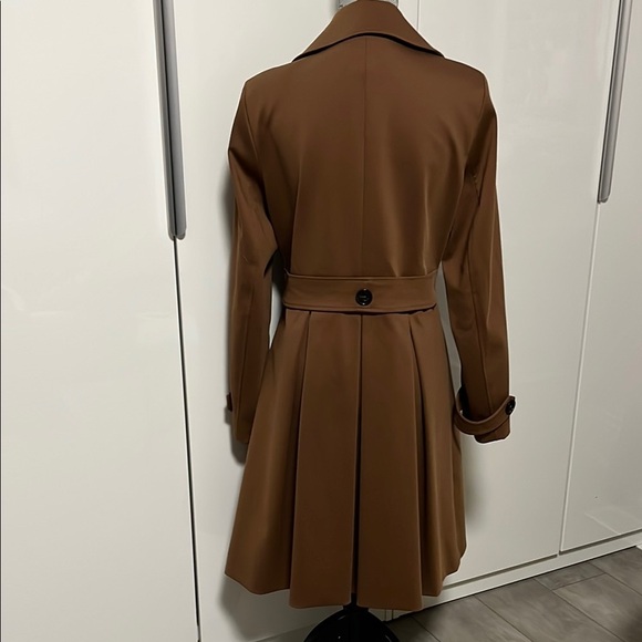 PINK TARTAN NWOT Double-Breasted Brown Trench Coat Lined, Size L - Picture 6 of 11